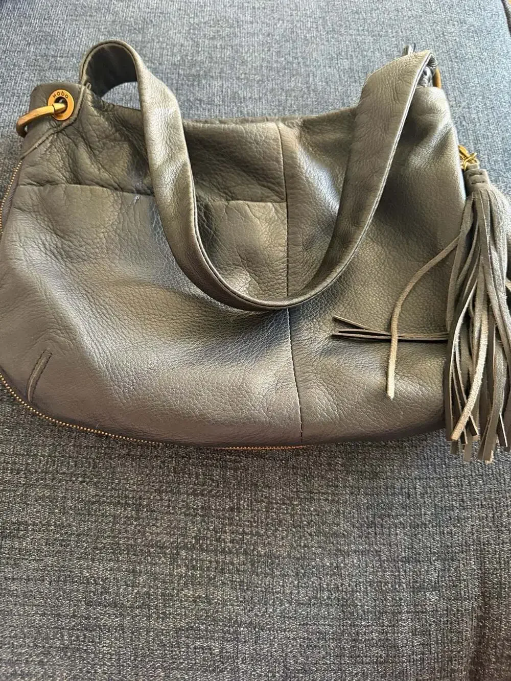 Hobo The Original Black Leather Shoulder Bag with Tassel